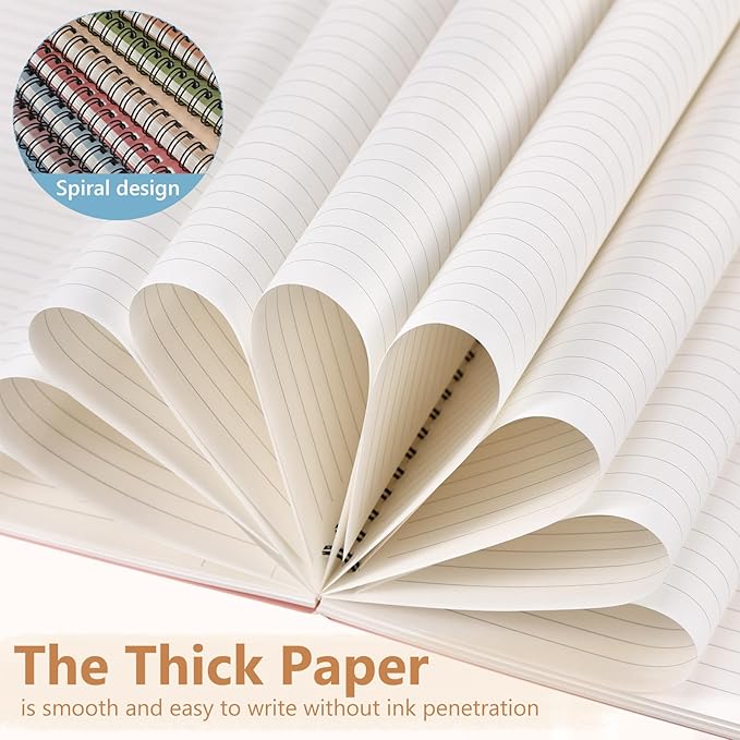 Fuutreo 12 Pcs Spiral Notebook for Work A5 8.3 x 5.7 Inch College Ruled Spiral Journal Notebook Kraft Cover Ruled Paper, 12 Color, 60 Sheets, 120 Pages for Office School(Earthy Color)