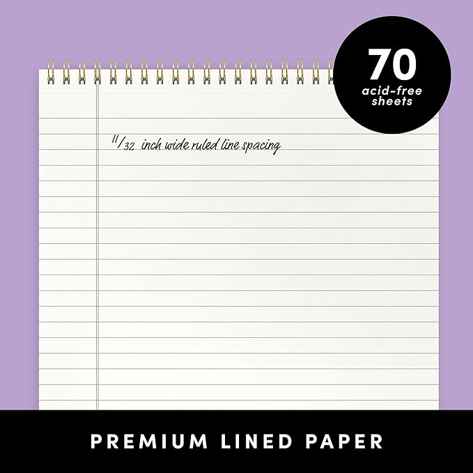 PAPERAGE Top Bound Spiral Notebook, 6 Pack, Lined Notepad, (Lavender/Blush/Light Grey), 70 Sheets (140 Pages) Per Notebook, Wide/Legal Ruled, 8.5 inches x 11 inches
