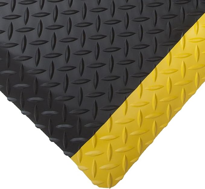 Rhino Mats, American Classic Diamond Anti-Fatigue Mats, Industrial Ergonomic Comfort Standing Mat for Work, Home, Garage, Office, Kitchen or Anywhere (Black/Yellow 9/16" Thick, 4 FT. x 15 FT.)