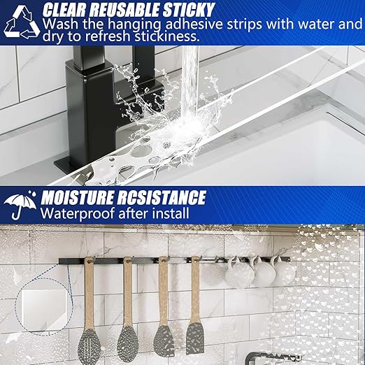 Strong Nano Double Sided Tape Heavy Duty Mounting,Clear Removable Wall Sticky Adhesive Strips,Reusable Thick Gel Grip for Hanging Picture,Poster,Carpet,Photo