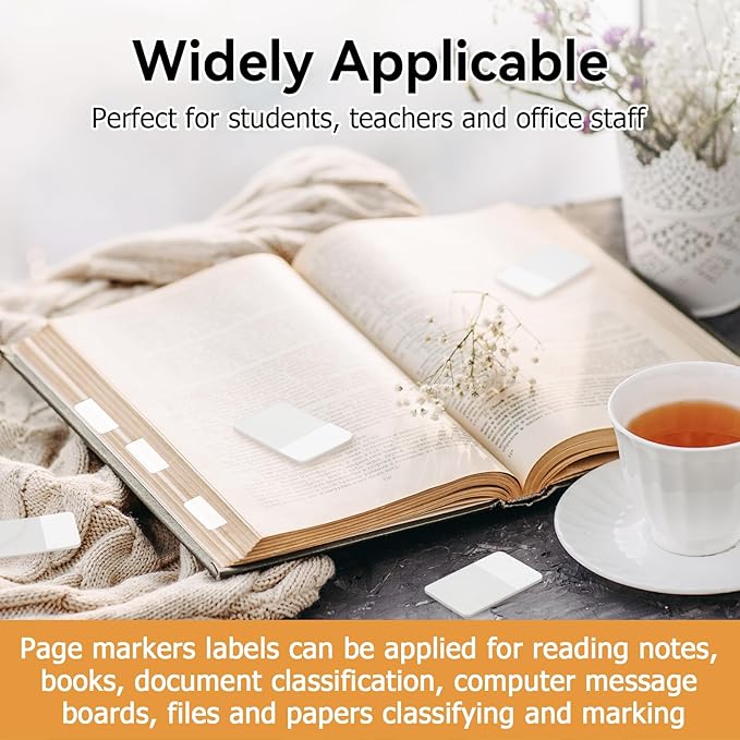 Sticky Index Tabs, Page Markers Writable File Tabs Flags for Notebooks, Binders, File Folders, Books 1.6 x 1 Inch, White (480 Pieces)