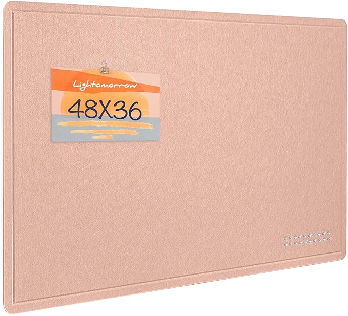 Large Bulletin Board - 48 x 36 Inches, Decorative Felt Pin Board for Wall - 4' x 3' Foldable Photo Display Board with Self-Adhesive Tape,Includes 20 Push Pins - Mauvey Pink