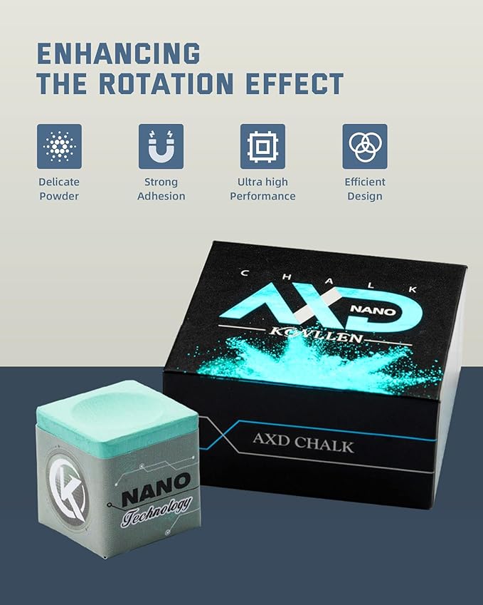 KONLLEN Pool Cue Chalk Nano Technology Billiard Chalk for Professional Tournament Dedicated Pool Chalk (Outstanding Performance, Reduce Miscue, Durable)