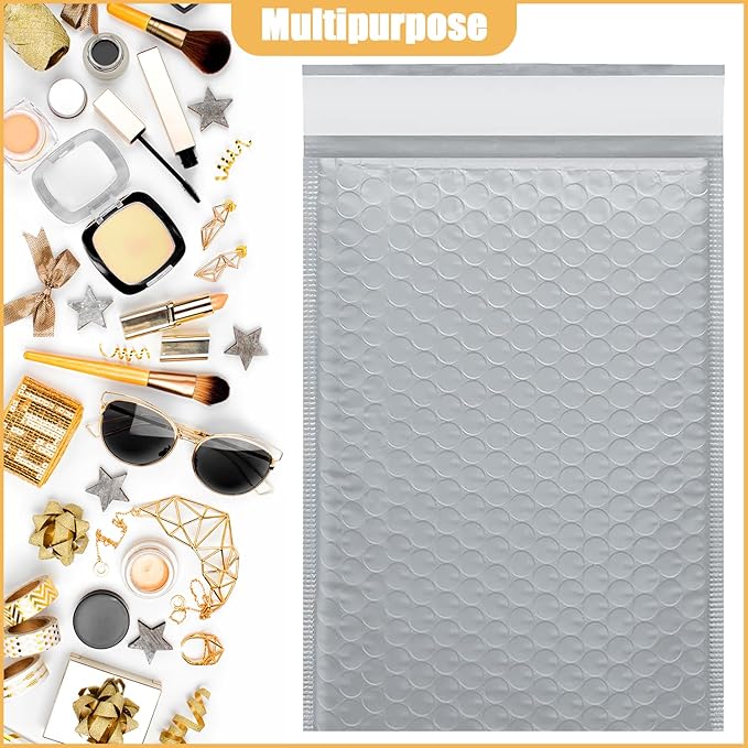 12.5in x 18in Bubble Mailer, Gray Poly Mailer, Padded Envelope, Shipping Envelope, Waterproof, Self-Sealing, For Small Business, Shipping, Mailing, Boutique Packaging(10PCS)