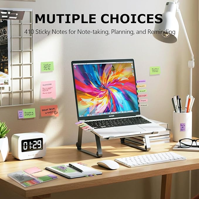 Hommie Sticky Notes Set, Divider Sticky Notes 410 Packs Planner Sticky Note Dividers Tabs for School Office Supplies, Book Notes,Bible Sticky Notes,Back to School Supplies