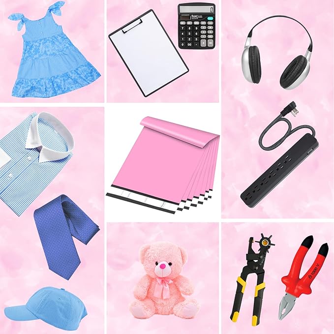 Poly Mailers 10x13 Inch 200 Pcs, Pink Shipping Bags, Mailing Envelopes with Self Seal Adhesive Strip, Waterproof and Tear-Proof Poly Bags for Non-Fragile Items