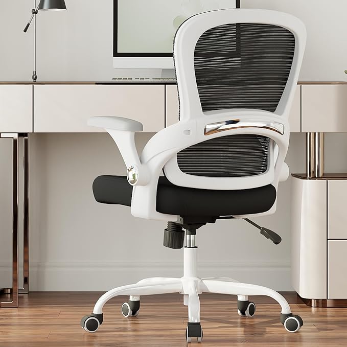 TRALT Beige Gaming Chair - Ergonomic Office Chair with Back Support, Home Office Desk Chairs, Computer Chair, 330lbs Wide Seat Big and Tall Office Chair for Professionals (White Black)