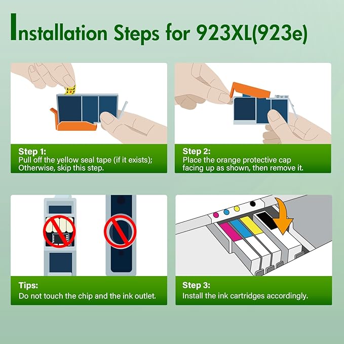 923XL 923 8130e Ink Cartridges Combo Pack with Chip: Replacement for HP Ink 923e 923 923XL for HP923 OfficeJet Pro 8130e 8135e 8139e 8138e 8122e 8120 8124e 8125e 8130 8132e 8134e Printer