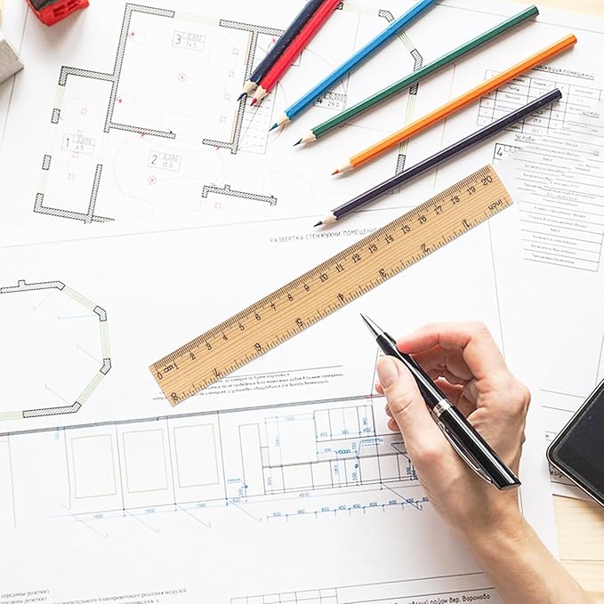 144 Packs Wooden Rulers, 8 Inch Double Sided Wood School Ruler for Home, Student, Office Use, 2 Scale,by GNIEMCKIN