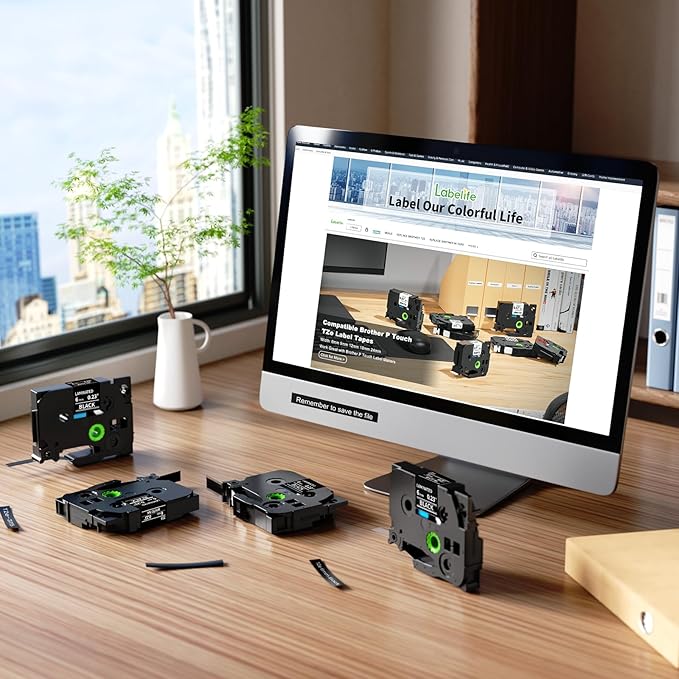 Labelife Black Label Tape 6mm Replace for Brother P Touch TZe-315 TZe TZ Tape 6mm 0.23 Laminated Black 1/4 for Brother Label Maker PT-D210 PT-D220 PT-H110 PT-D400, 4-Pack, White on Black