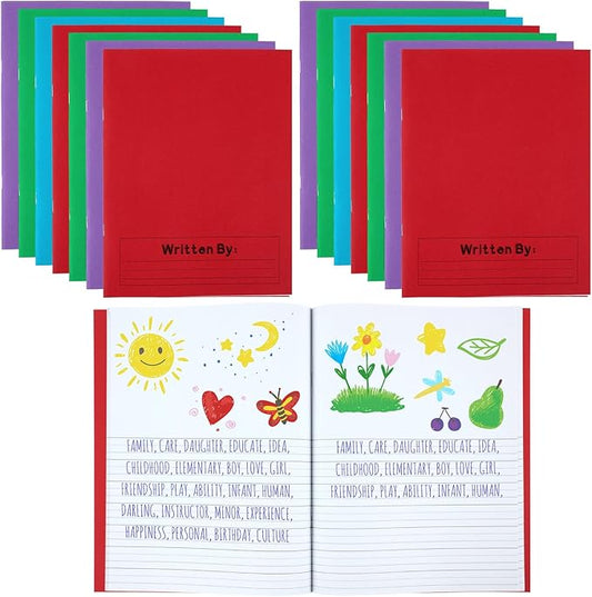 Henoyso 24 Pcs Primary Composition Notebook K-2 9 3/4 x 7 1/2 Inch Primary Journal, Back to School Supplies, Bulk Blank Writing Book for Kid to Write Draw Journal 60 Page Notebooks (Mixed Color)