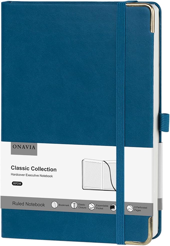 A5 Lined Journal Notebook - 100 GSM Thick Paper, Hardcover Journaling Notebook for Writing, Work, Travel, College Ruled Journal for Women Men, PU Leather Note Book, 5.5”x8.3”- Night Sky Blue