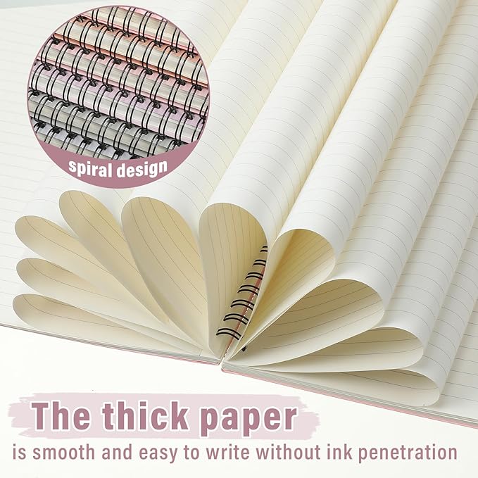 Glenmal 6 Pcs Spiral Notebook for Work A4 8.5 x 11'' College Ruled Spiral Journal Notebook Kraft Cover Ruled Paper, 120 Sheets 240 Pages for Office Study Supplies(Dreamy Colors)