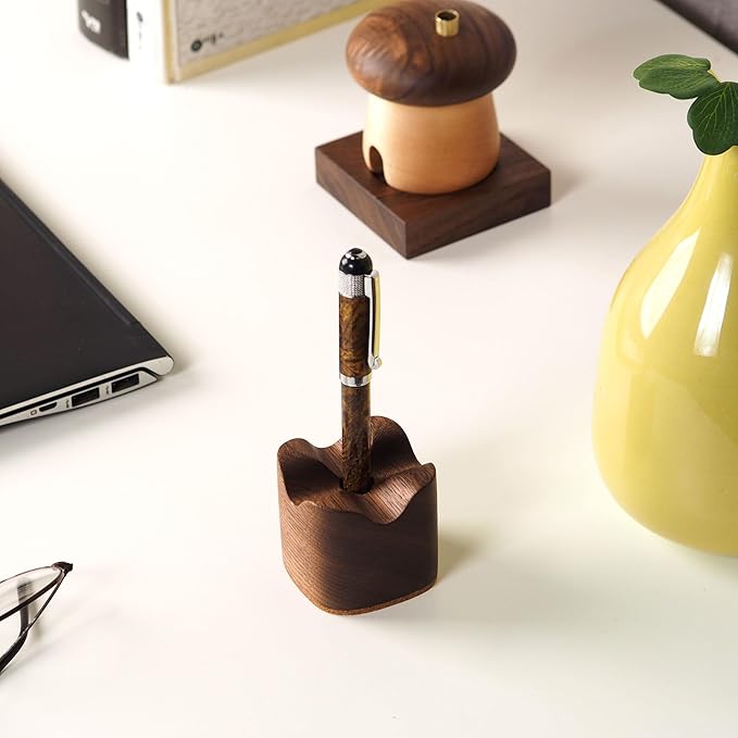 Generic Wood Pen Tray, Wooden Pen Holder, Minimalist Pen Rest, Wooden Desk Organizer Tray (M01-WALNUT) (WALNUT)