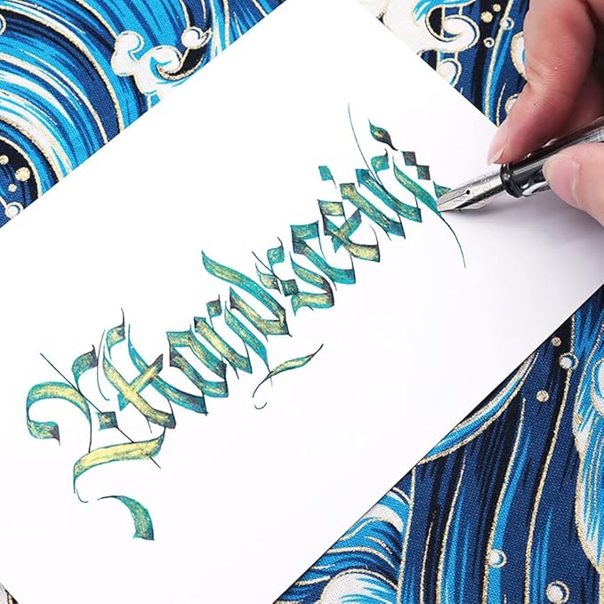 Lanxivi Calligraphy Fountain Pen Set, 6 Assorted Tip Sizes and Color for Art Drawing and Writing Signature