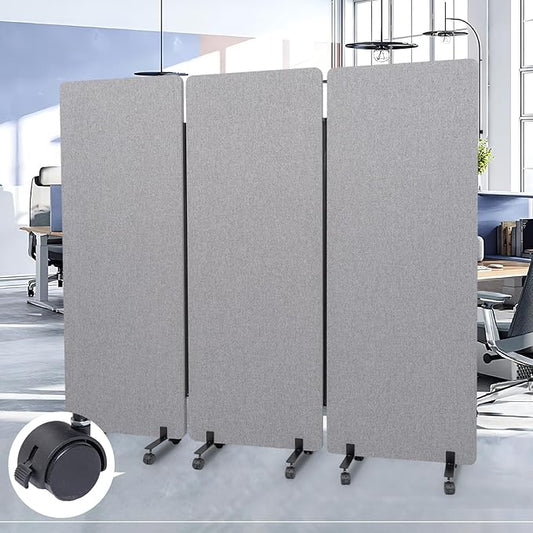 Sound Proof Dividers w/Wheels, Portable Office Wall Divider for Room Partition, Soundproof Room Divider Privacy Panel Partition Cubicle Wall Rolling Temporary Wall for Office