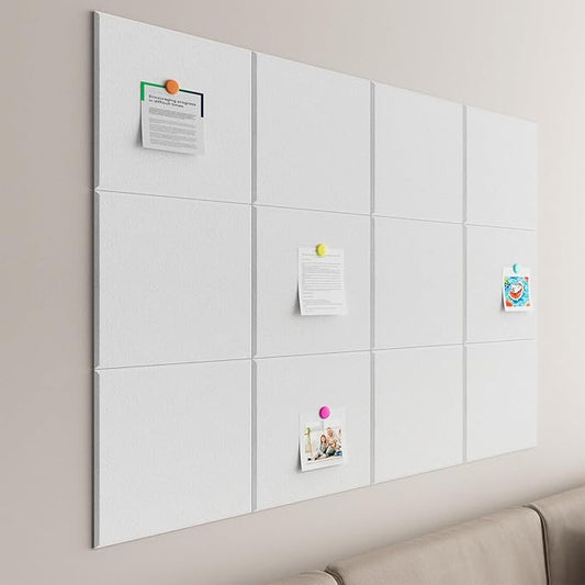 Large Cork Boards for Walls – 48 x 36 Self Adhesive Felt Wall Tiles, Ideal for Office Wall Organizing Bulletin Board, Easy to Install Cork Boards Felt Board