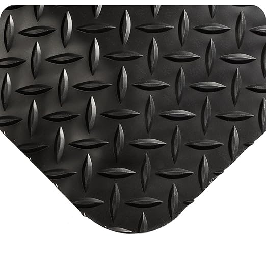 Wearwell 414.1516x2x21BK Diamond-Plate SpongeCote UltraSoft Mat, 21' Length x 2' Width x 15/16" Thick, Black
