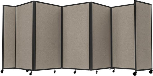 Versare Room Divider 360 Portable Wall Partition | Folding Panels | Large Freestanding Divider | Locking Wheels | Temporary Room Separator