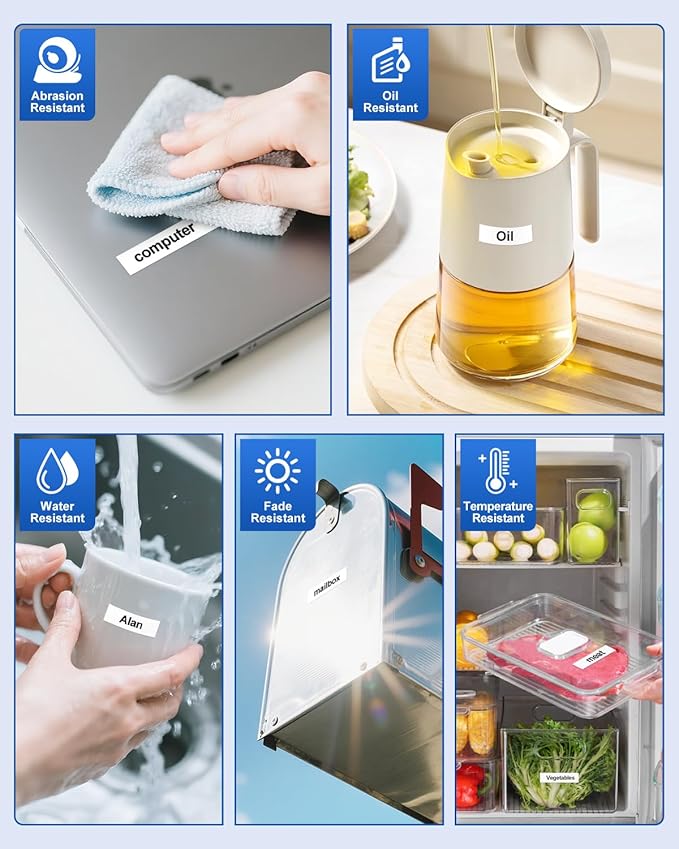 10-Pack Tze Tz Label Tape 12mm 0.47" Black on White Compatible for Brother 12mm Label Tape P Touch 12mm 0.47" White Label Maker Tape for PT-D220 PT-D210 PT-D200 PT-2430 PT-1890 PT-D610BT