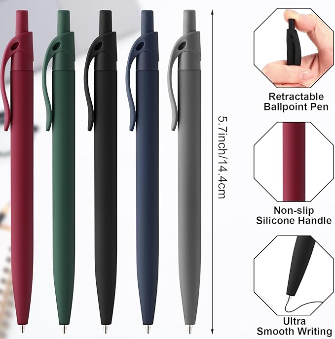 100 Pack Black Pens Bulk Retractable No Bleed Click Black Ink Smooth Writing Ballpoint Pens for School Office Supplies, 1.0mm