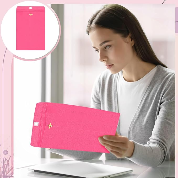 Geyee 100 Pcs Clasp Manilla Envelopes 6 x 9 Inch Gummed Colored Envelopes for Storing or Mailing for Home Office Business Supplies(Rose Pink)