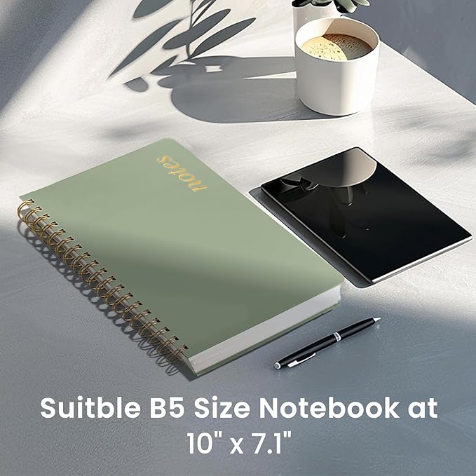 Spiral Dotted Notebook Journal for Work, 300 Pages, Thick B5 (7.1"x10") Bullet Dotted Journal for Women & Writing, Hardcover Notebook for Note Taking, Perfect for Work School Note Taking Business, Green