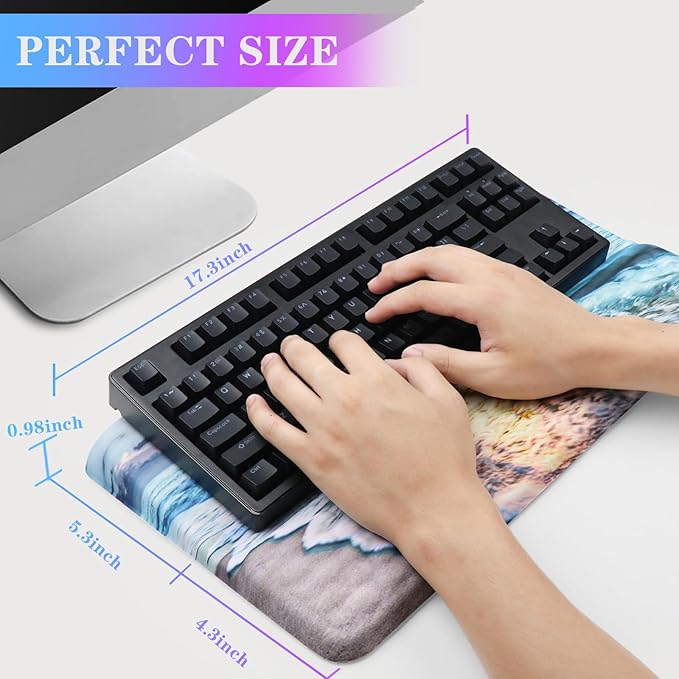 Computer Keyboard Stand with Wrist Rest, Ergonomic Tilted Keyboard Holder - Keyboard Riser with Wrist Pad - Keyboard Tray Support for Office Home - Beach