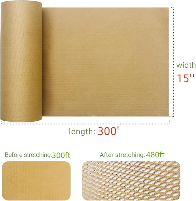 Moving Dish Packing Kit Plate Protector Sleeve, Packing Supplies for Dishes Glass, Honeycomb Wrapping Paper Roll 15 inch x300 Feet Large Bubble Cushion Wrap Shipping Material for Fragile Items