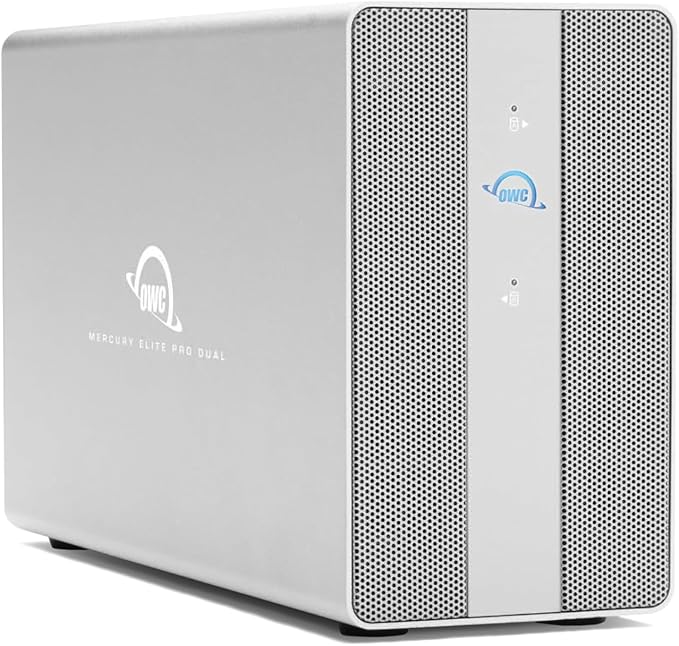 OWC 12TB Mercury Elite Pro Dual USB-C/Thunderbolt 3 External Raid Storage Enclosure with 3Port HUB for Mac and PC