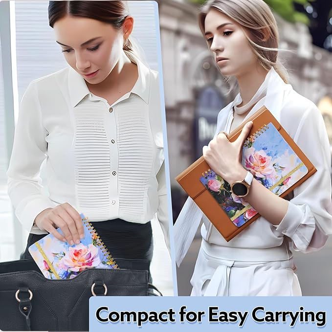 Lined Spiral Notebook, 140 Pages College Ruled Journal for Women A5 Journaling Notebooks for Work & Note Taking Perfect for Men Women Office Home School, 5.9" x 8.3"-Pink Flower