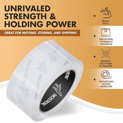 Packstrong Industrial Grade Clear Packing Tape 24 Rolls - 110 Yards per Roll - 3" Wide x 2.5 mil Thick, Acrylic Adhesive Heavy Duty Tape for Box Office Moving Packaging Shipping