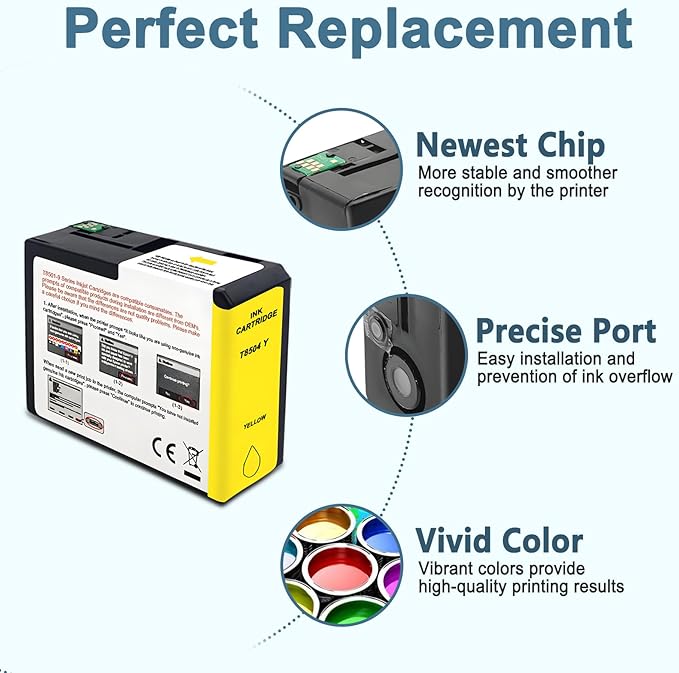 T850 Ink Cartridge T8504 T850400 Remanufactured Work for SureColor P800 (1-Pack, Yellow)