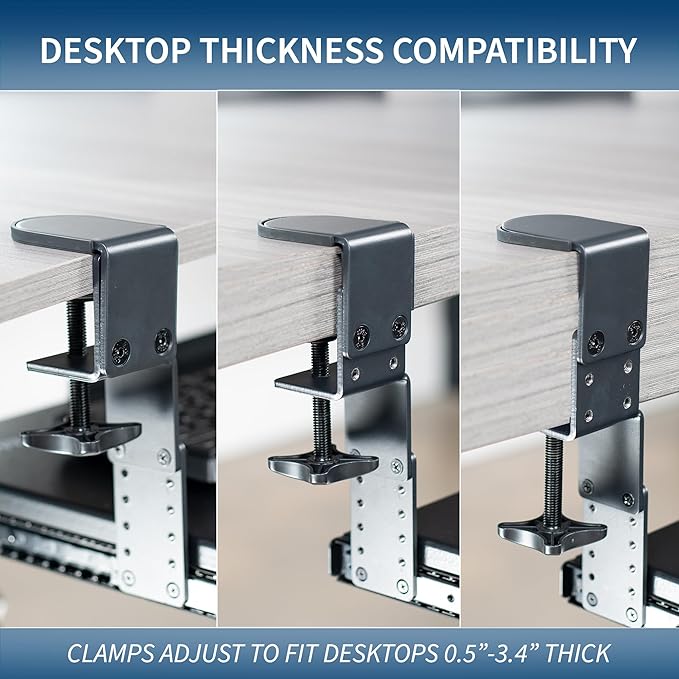 VIVO Large Height Adjustable Under Desk Keyboard Tray, C-clamp Mount System, 27(33 Including Clamps) x 11 inch Slide-Out Platform Computer Drawer for Typing, Black, MOUNT-KB05HB