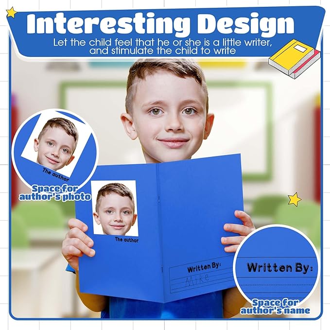 Henoyso 6 Pcs Primary Composition Notebook K-2 9 3/4 x 7 1/2 Inch Primary Journal, Back to School Supplies, Bulk Blank Writing Book for Kid to Write Draw Journal 60 Page Notebooks (Blue)