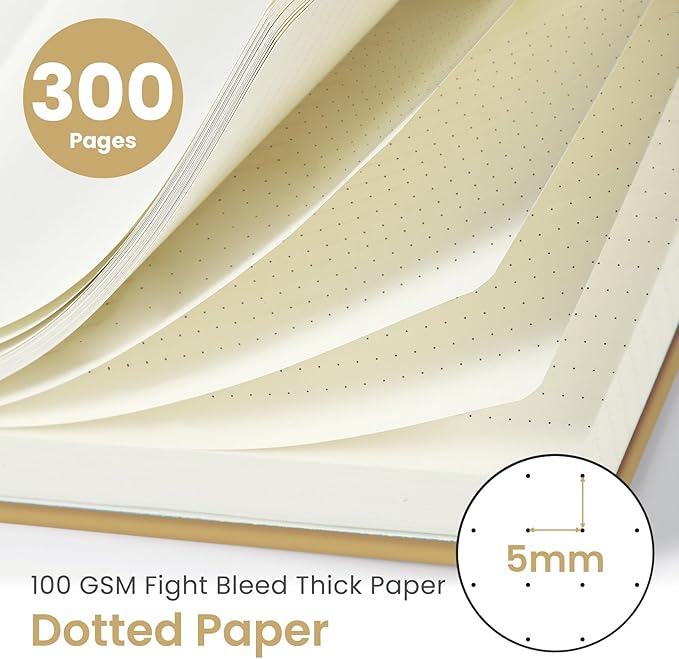 Spiral Dotted Notebook Journal for Work, 300 Pages, Thick B5 (7.1"x10") Bullet Dotted Journal for Women & Writing, Hardcover Notebook for Note Taking, Perfect for Work School Note Taking Business, Grey Beige