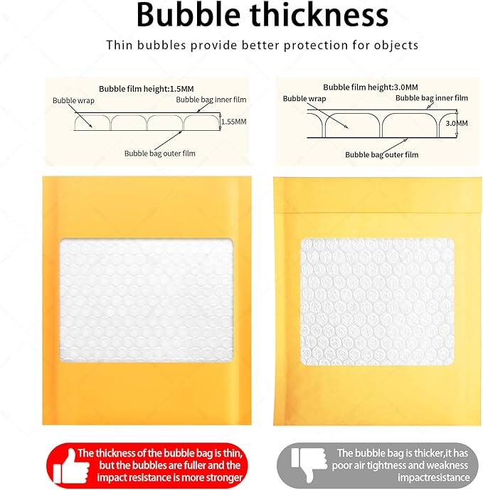 packbabol Kraft Bubble Mailers 8.5x11 Inch 50 Pcs,Small Self-Sealing Mail Shipping Bags,Yellow Padded Envelopes #2