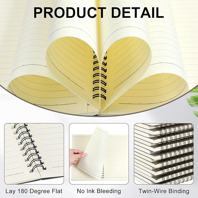 Yahenda 36 Pcs Spiral Notebook Bulk A5 Journal Lined 8.3'' x 5.5'' Writing Composition Paper Small Notepad Subject Notebook for Students Office Business Back to School Supplies (Dark Gray)