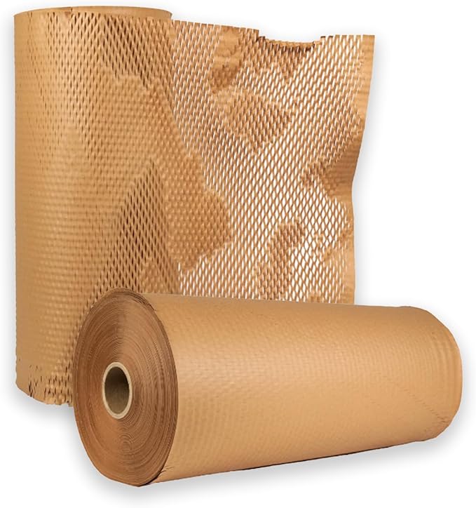 PSBM 1 Roll Honeycomb Packing Paper, 20 Inch x 1000 Feet Bubble Cushioning Wrap For Shipping Materials, Recyclable Honeycomb Paper