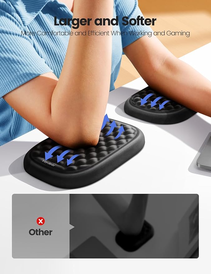 [Upgraded Larger and Thicker]Vaydeer Elbow Rest Pad, Desk Wrist Rest Memory Foam Armrest, Ergonomic Mouse Cushion Support, Wrist Pain Relief for Computer Laptop Working Typing Gaming Office-Mint Green