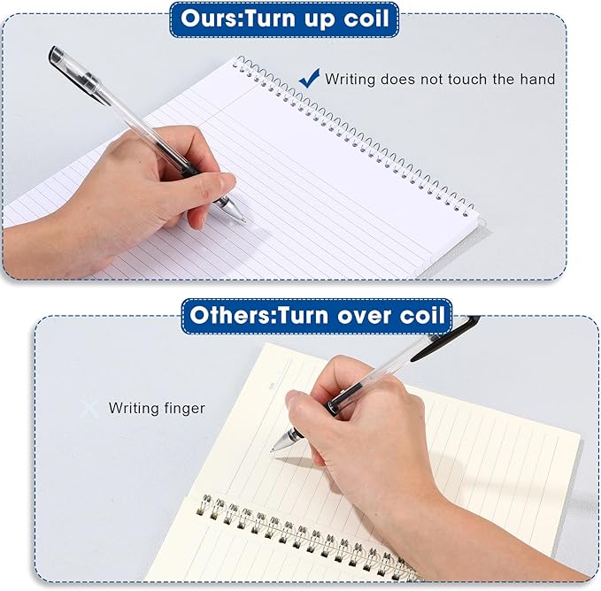 Faccito 12 Pack Top Steno Spiral Notebooks Bulk Top Bound Steno Pads Spiral Book11 x 8-1/2" 100 Sheets College Ruled Paper Notebooks for Office School University Work Supplies (Black,Blue)