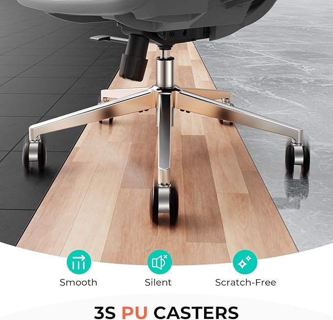 CAPOT Ergonomic Mesh Office Chair, Adjustable Lumbar High Back Desk Chair 400lbs, 4D Flip-up Arms, 3 Tilt Backrest, 3D Headrest, PU Wheels, Swivel Rolling Computer Seating for Long Desk Work - Grey