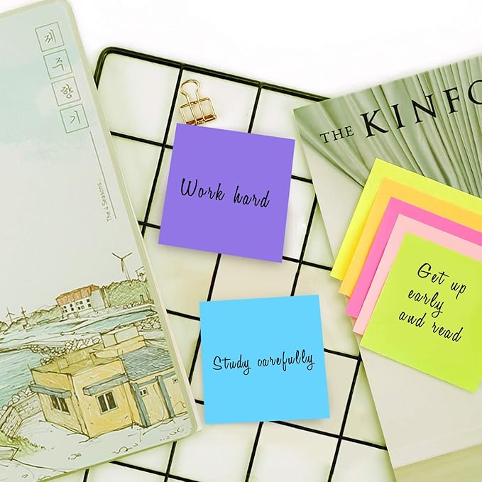 SIMONA Sticky Notes 3x3 in, 6 Color Bright Colorful Sticky Pad, 6 Pads/Pack, 100 Sheets/Pad, Self-Sticky Note Pads (Yellow, Green, Blue, Orange, Purple, Rose) …