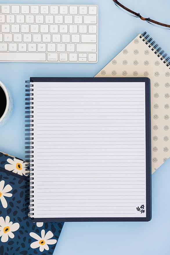 Steel Mill & Co Cute Large Spiral Notebook College Ruled, 11" x 9.5" with Durable Hardcover and 160 Lined Pages (Leopard Daisy)