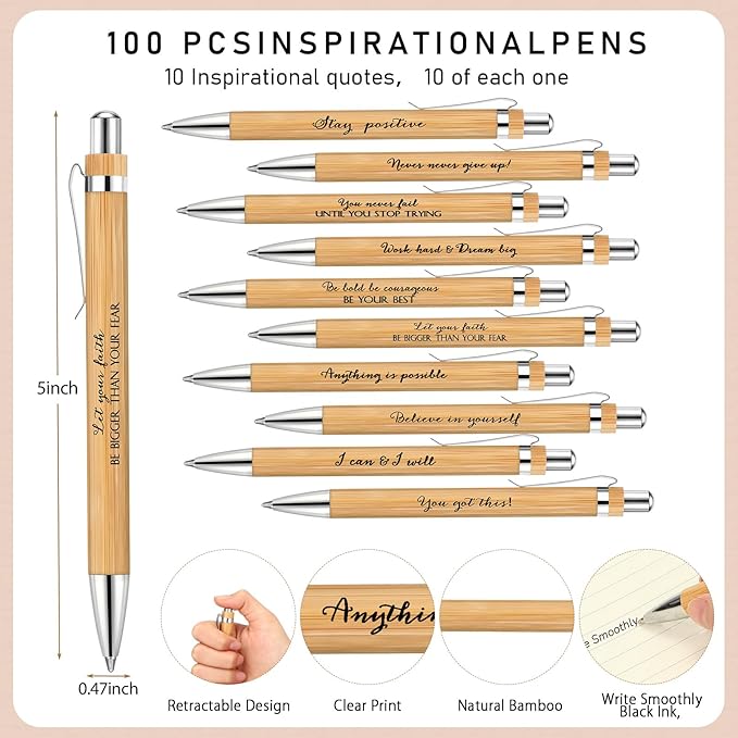 Tenceur Back to School Inspirational Gifts Bulk Employee Appreciation Spiral Notebook with Journals Sticky Note Pen Motivational Thank You Gifts for Teacher Students Team Coworkers Staff(100 Sets)