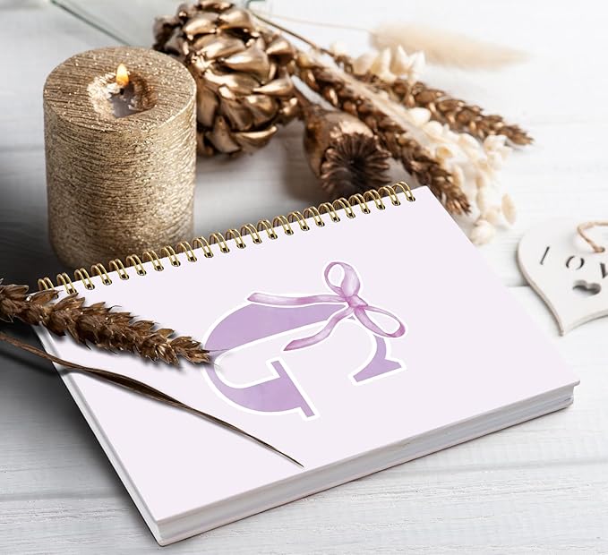 foedor Coquette Trendy Preppy Purple Bow Spiral Notebook,Initial G Journal Personalized Teen Girl Gifts,Monogrammed Gifts for Women Teen Girl,College Ruled Hardcover Spiral Notebook(purple)