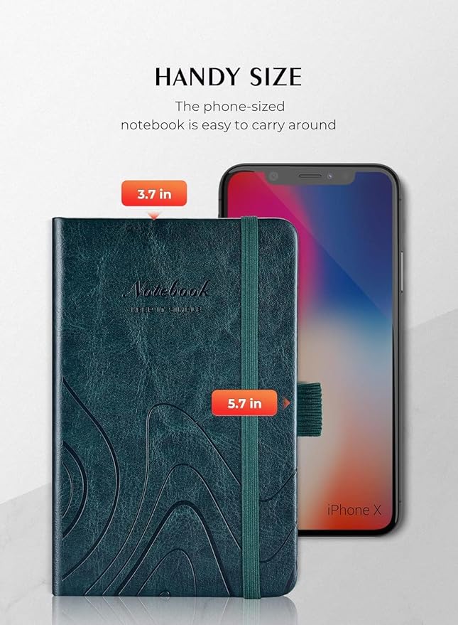 AISBUGUR Pocket Notebook, Small Notebook, 2-Pack Total 320 Pages,3.7" x 5.7" Pocket Notebook (2 Pack, dark green)