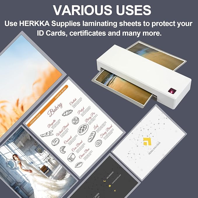 HERKKA 300 Pack Laminating Sheets, Holds 8.5 x 11 Inch Sheets, 5 Mil Clear Thermal Laminating Pouches 9 x 11.5 Inch Lamination Sheet Paper for Laminator, Round Corner Letter Size