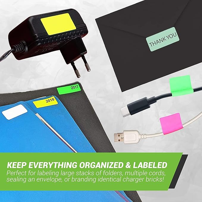 Rectangular Color Coding Sticker Roll - Write On Labels for Folders, Organizing & More, 1.57" x 0.75" Stickers to Write On Name Tags for Office Supplies & Organization, 500-Pack (Black) by Royal Green