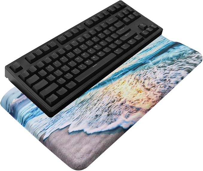 Computer Keyboard Stand with Wrist Rest, Ergonomic Tilted Keyboard Holder - Keyboard Riser with Wrist Pad - Keyboard Tray Support for Office Home - Beach